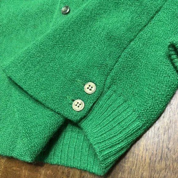 Vintage 70s Mohair Cardigan Sweater Green Medium